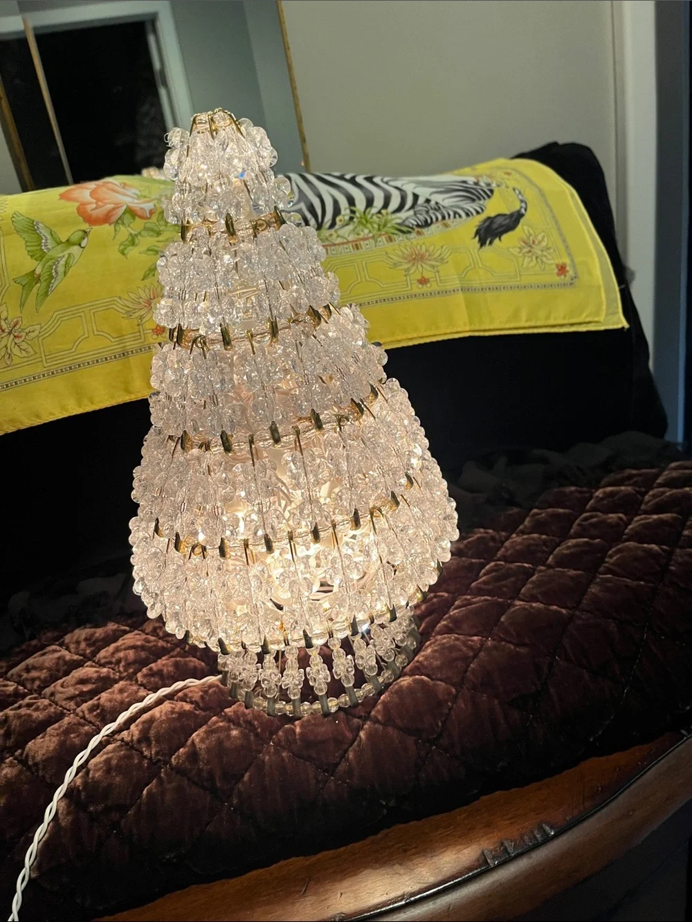 Crystal Bead Holiday String Light Tree - Clear Bead Accent